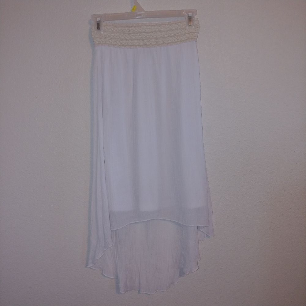Tween scene high low white skirt flowy